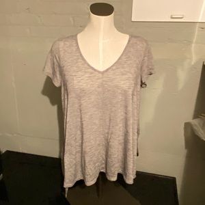 Decree Womens Top High Low Gray V-Neck - Medium